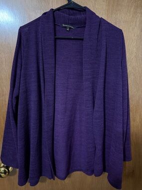 Simplicity Plum Open-Front Lightweight Cardigan